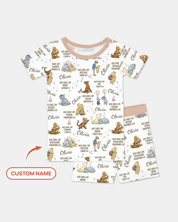 Zweiteiliges Pyjama-Set mit kurzen Ärmeln und Shorts im Sommer-Design