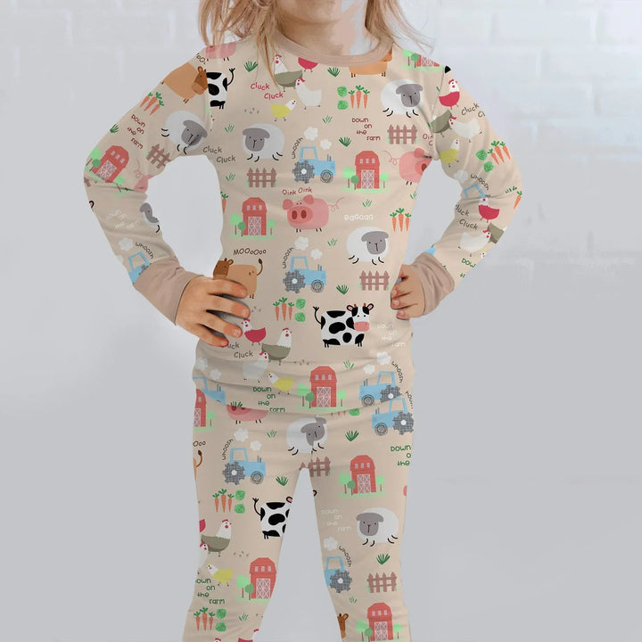 Zweiteiliges Langarm-Pyjama-Set mit Sommerfrüchten