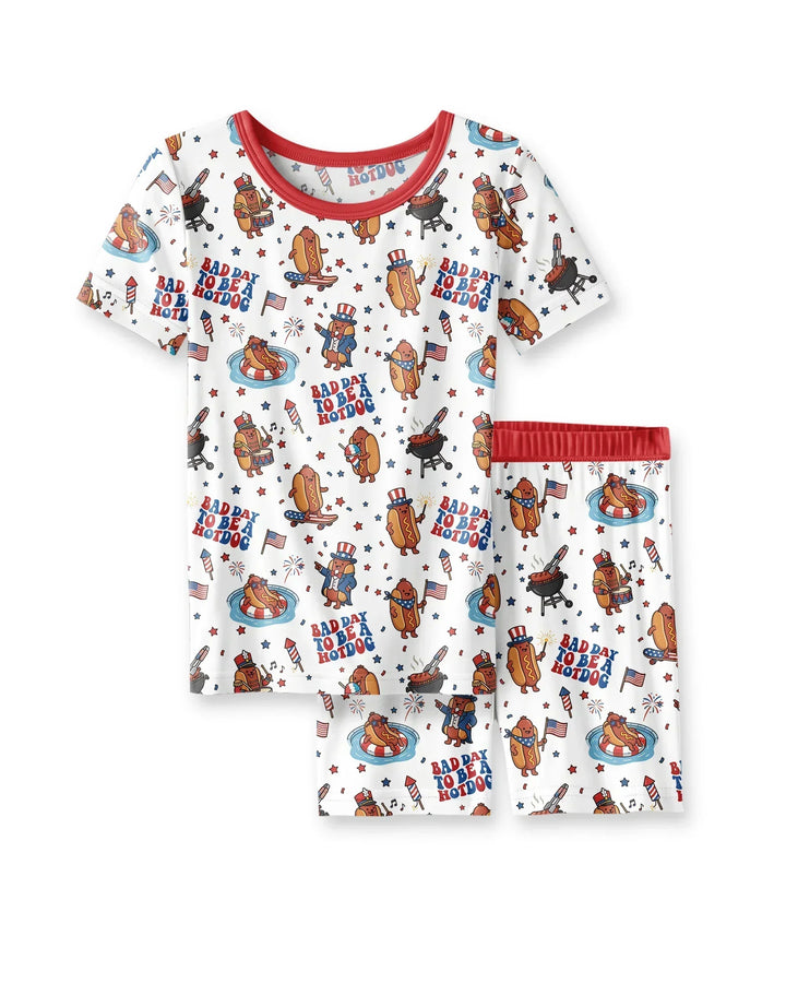 Schlafanzug-Set zweiteilig, kurze Ärmel, kurze Hose, Bambus
