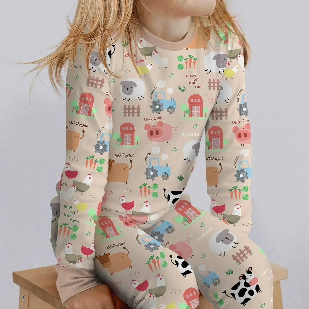 Zweiteiliges Langarm-Pyjama-Set mit Sommerfrüchten