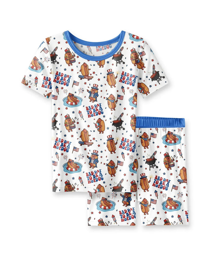 Schlafanzug-Set zweiteilig, kurze Ärmel, kurze Hose, Bambus