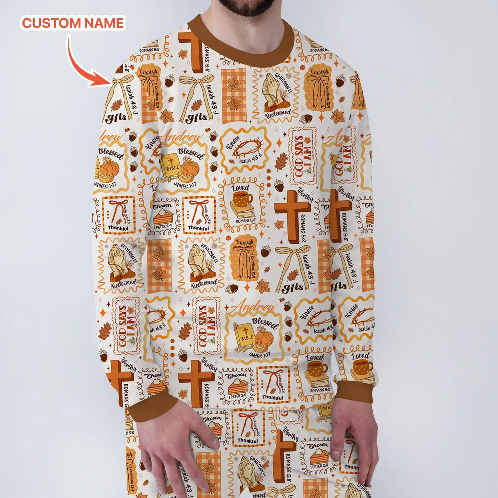 Custom Name I Am Thankful For Jesus Men's Pajama Set , Custom Name I Am Thankful For Jesus Men's Pajama Set - Only Shirt / XS