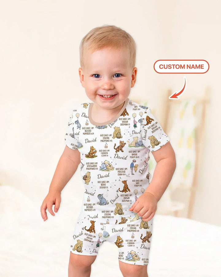 Zweiteiliges Pyjama-Set mit kurzen Ärmeln und Shorts im Sommer-Design