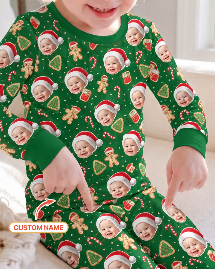 Custom Photo Funny Family Bamboo Two Piece Long Sleeve Pajama Set