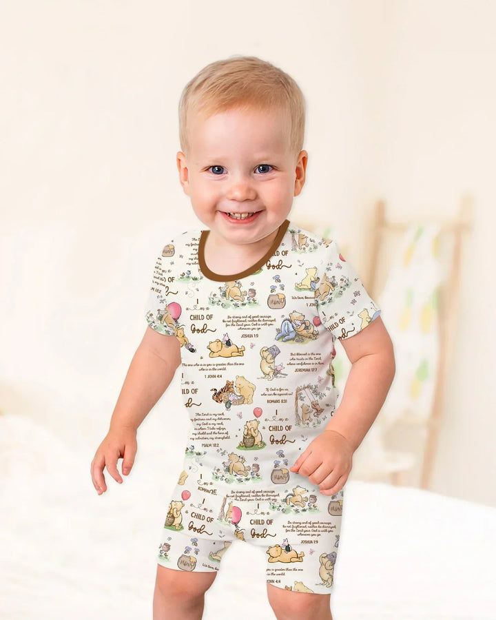 Template Zweiteiliges Pyjama-Set mit kurzen Ärmeln und Shorts