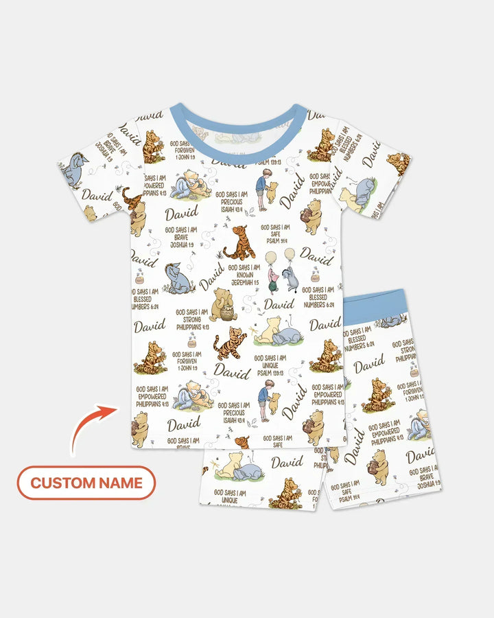 Zweiteiliges Pyjama-Set mit kurzen Ärmeln und Shorts im Sommer-Design