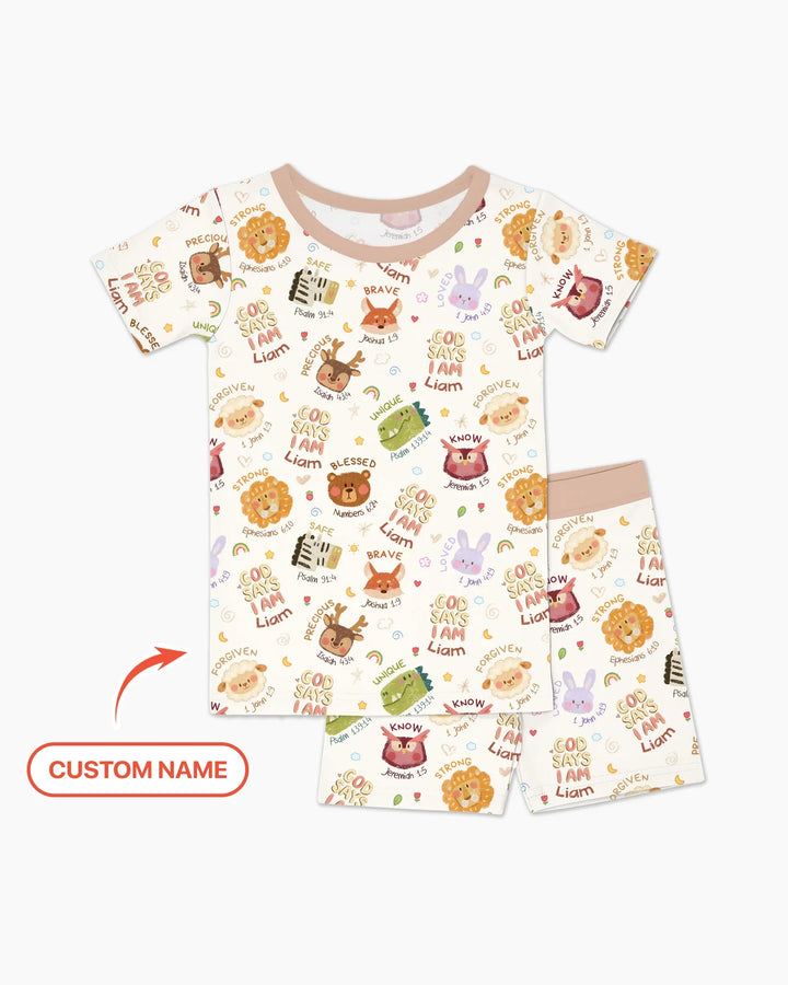 Zweiteiliges Pyjama-Set mit kurzen Ärmeln und Shorts im Sommer-Design
