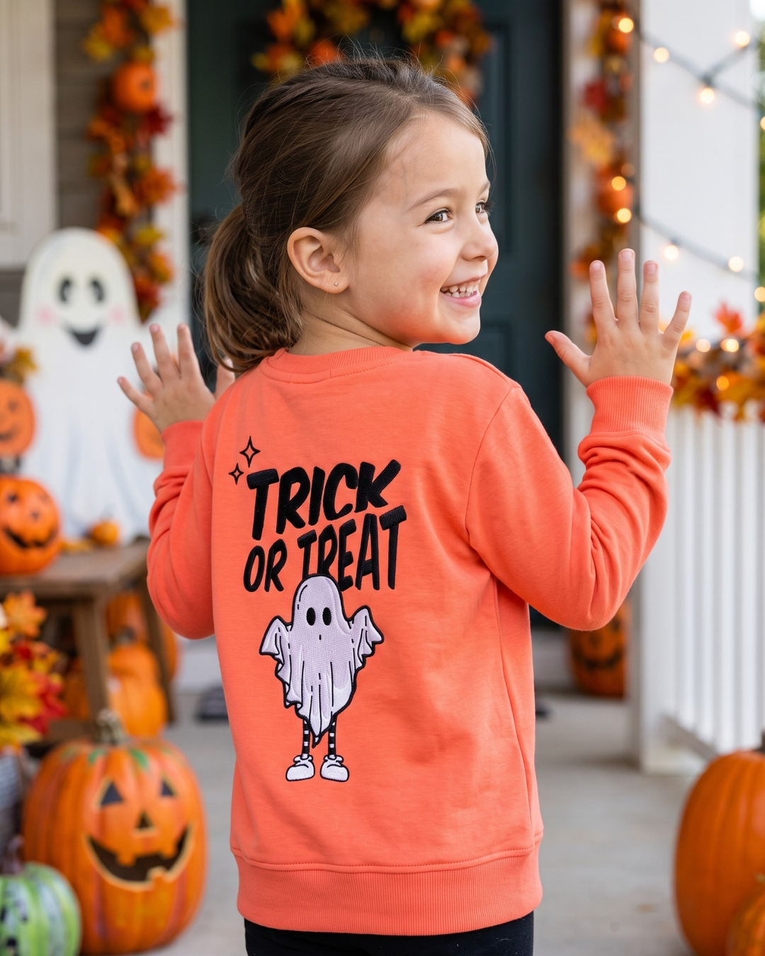 Custom Name Trick or Treat Embroidered Bamboo Crewneck Sweatshirt