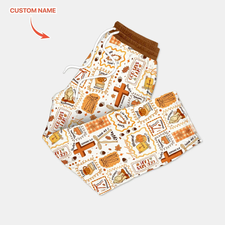 Custom Name I Am Thankful For Jesus Men's Pajama Set , Custom Name I Am Thankful For Jesus Men's Pajama Set - Only Pants / XS