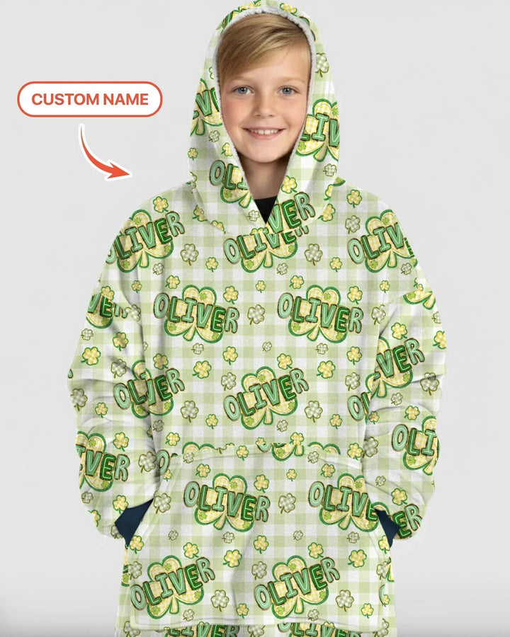 Lucky Shamrock Personalisierbarer Bambus-Deckenhoodie
