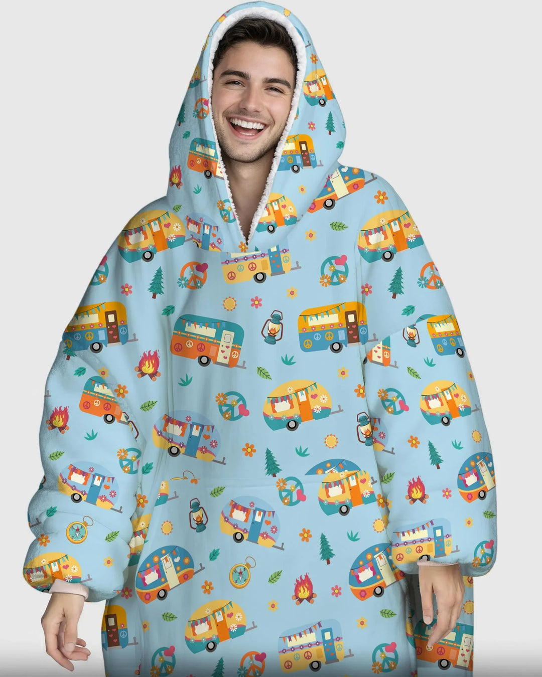 Happy Little Camper Bamboo Blanket Hoodie