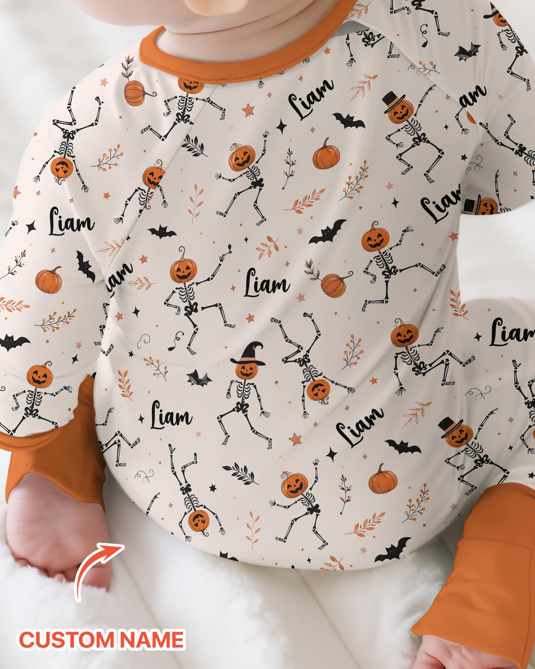 Dancing Pumpkin Skeleton Halloween Bamboo Convertible Zippy
