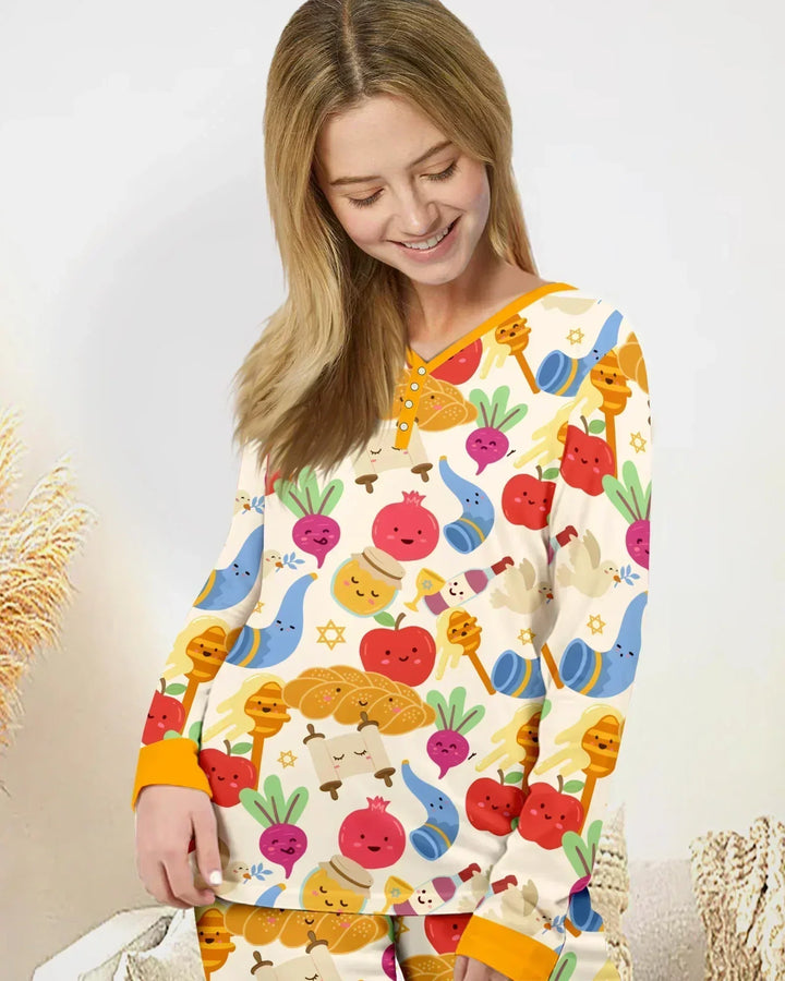 Shana Tova Rosch Haschana Bambus Pyjama-Set für Damen