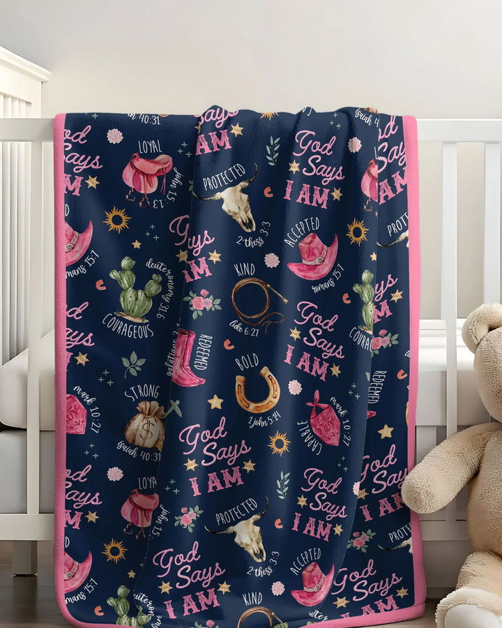 God Says I Am Western Faith Bamboo Blanket