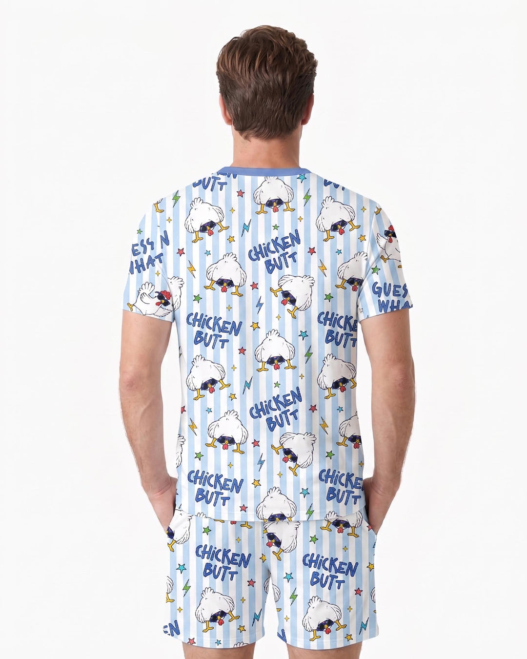 Guess What? Chicken Butt! Bamboo Men Short Sleeve Short Pajama Set