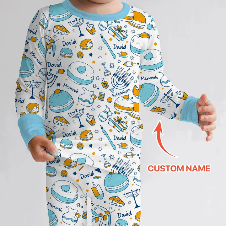 Zweiteiliges Langarm-Pyjama-Set mit Sommerfrüchten