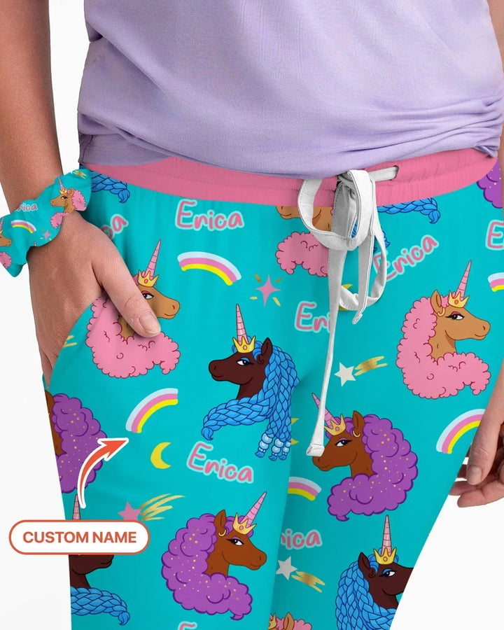 Afrikanisches Astro-Einhorn-Bambus-Damen-Pyjama-Set