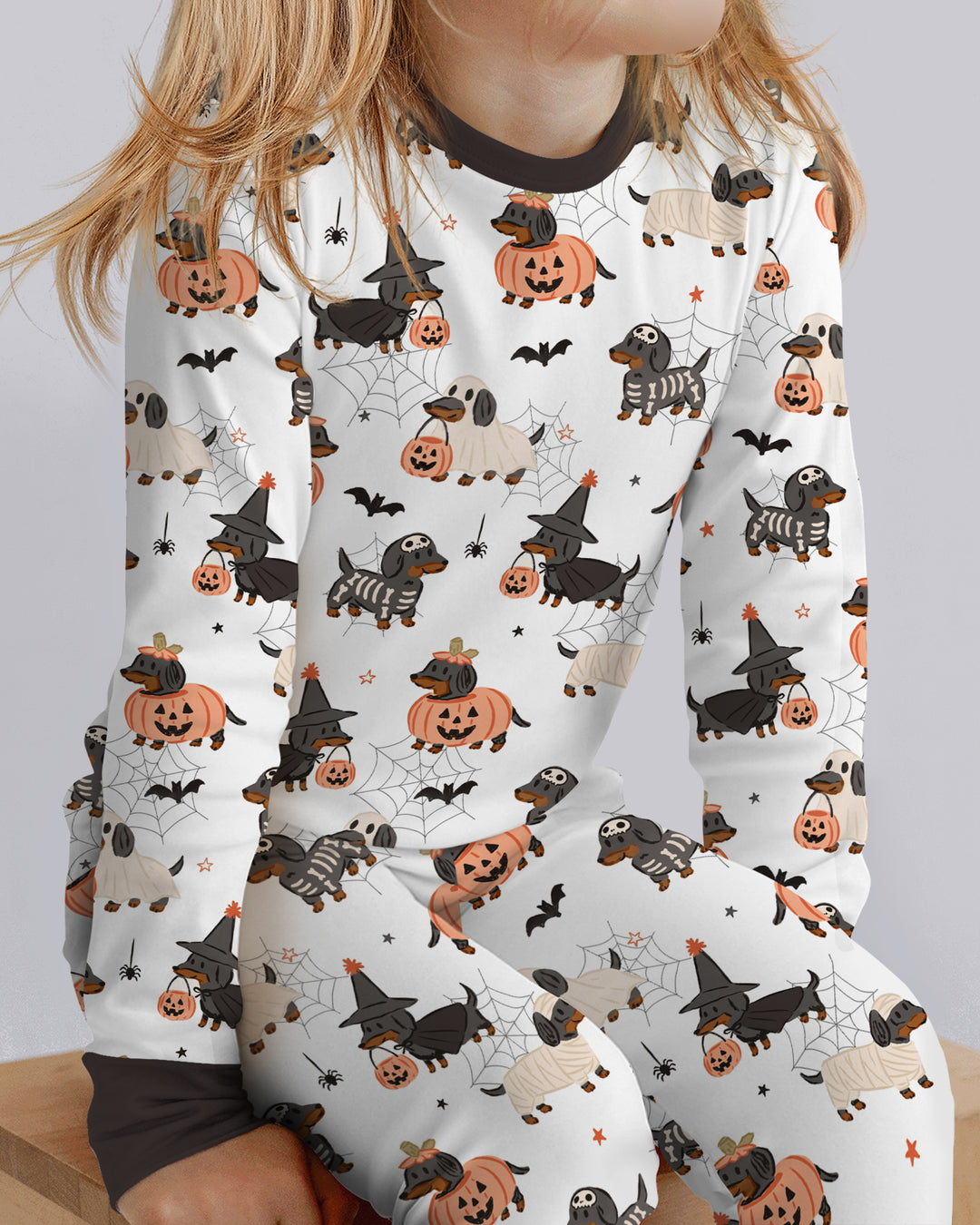 Howl-O-Weenie Dachshund Two Piece Long Sleeve Pajama Set