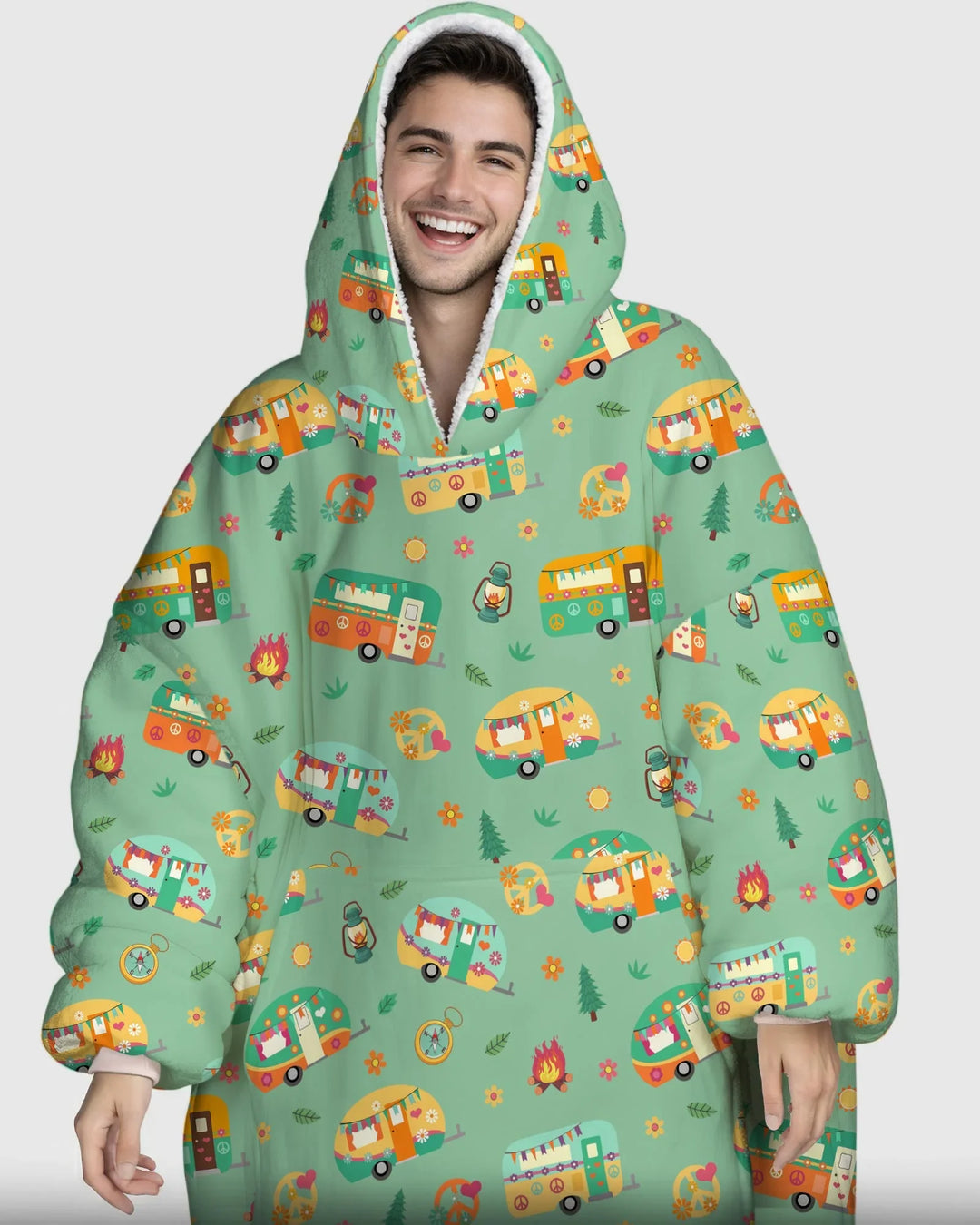 Happy Little Camper Bamboo Blanket Hoodie