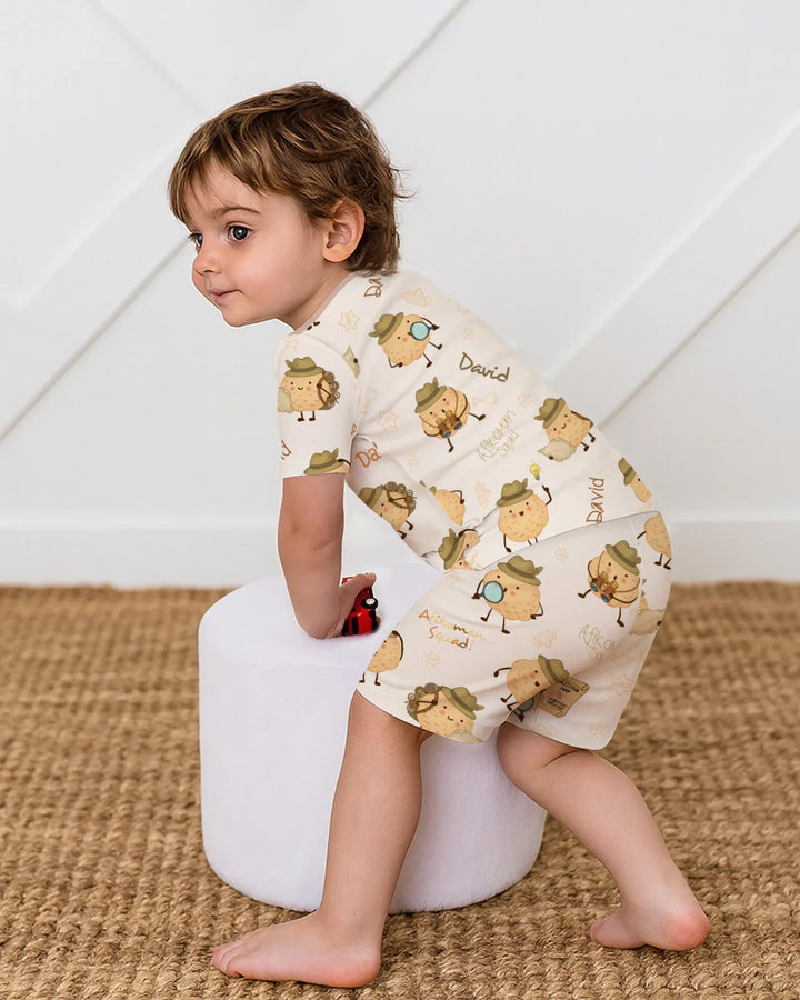 Zweiteiliges Pyjama-Set mit kurzen Ärmeln und Shorts im Sommer-Design
