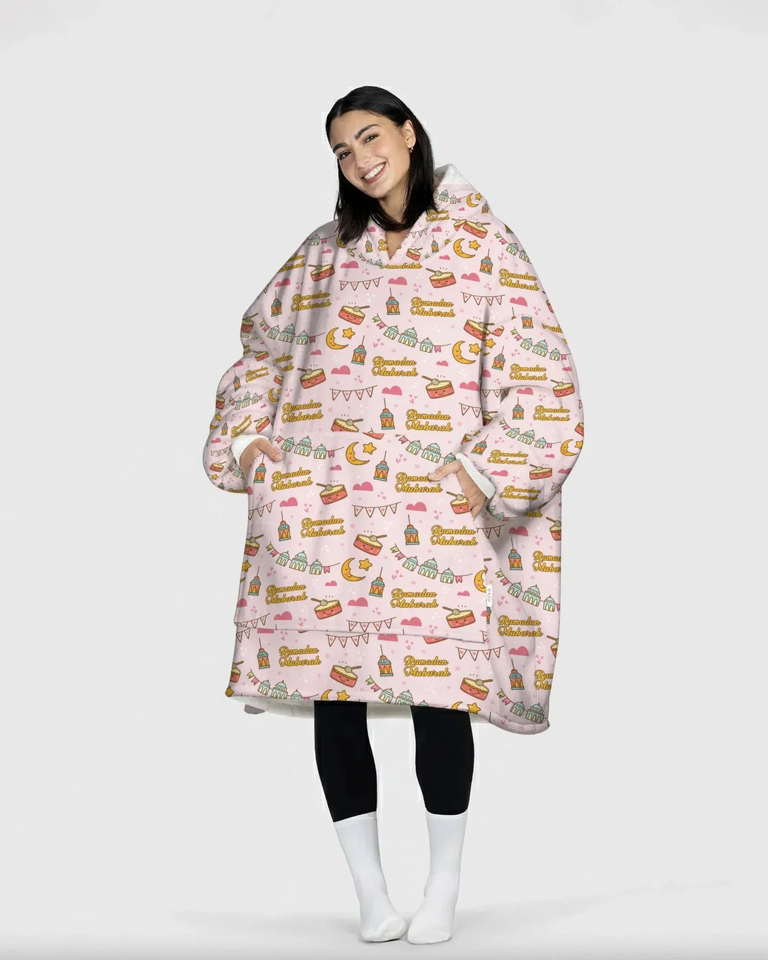 Ramadan Mubarak Wearable Bamboo Blanket Hoodie