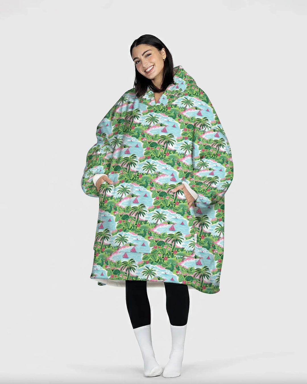 Preppy Coast Beach Club Tragbare Bambus-Deckenkapuzenjacke