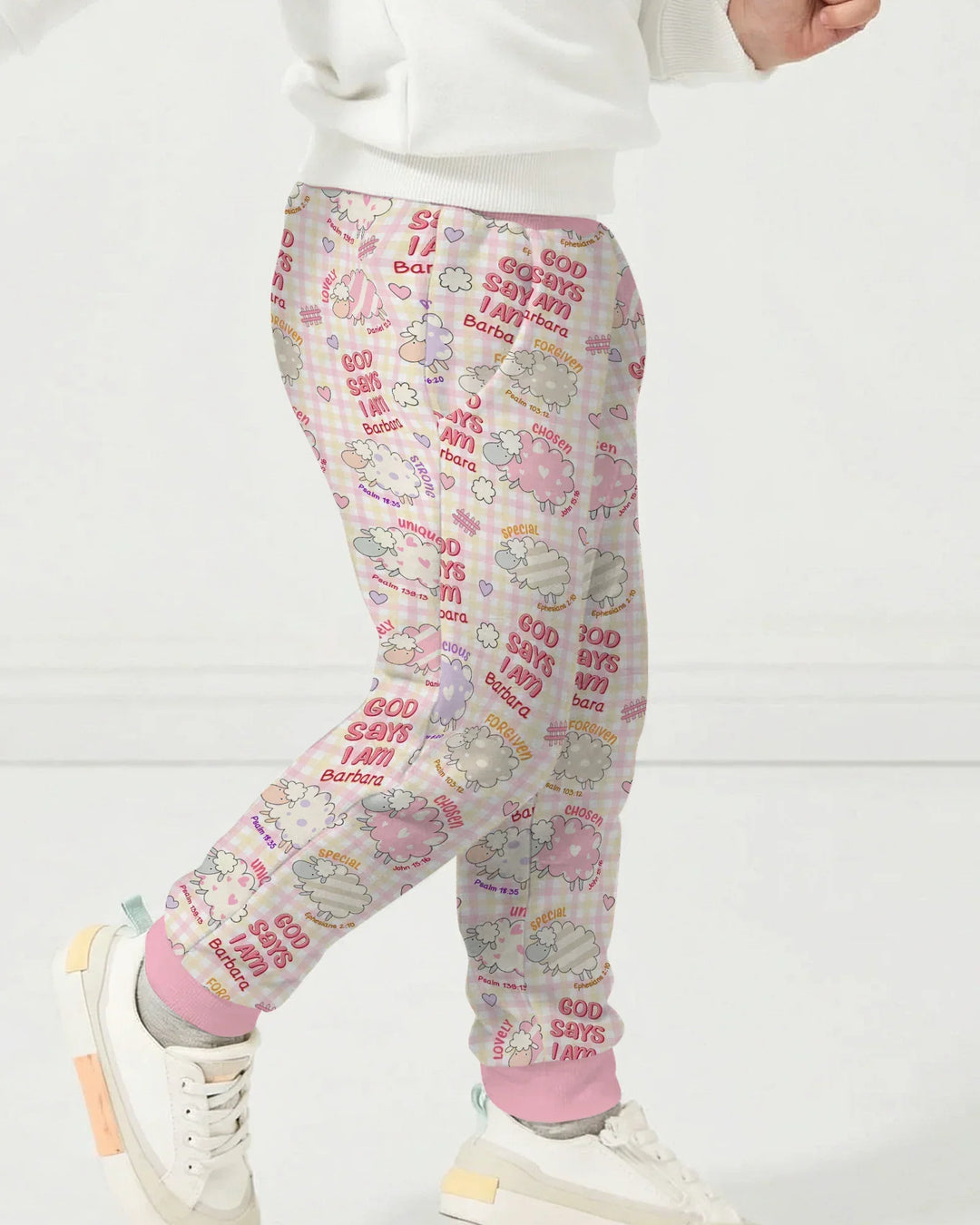 Little Lamb God Says I Am Custom Name Bamboo Jogger