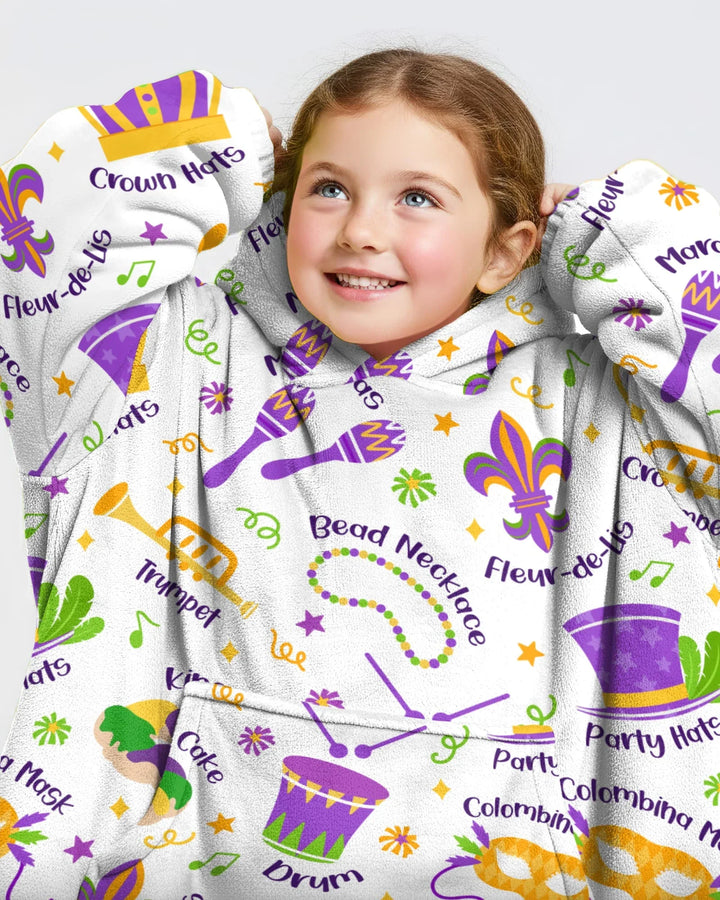 Mardi Gras Familien-Partnerlook Bambus-Deckenhoodie