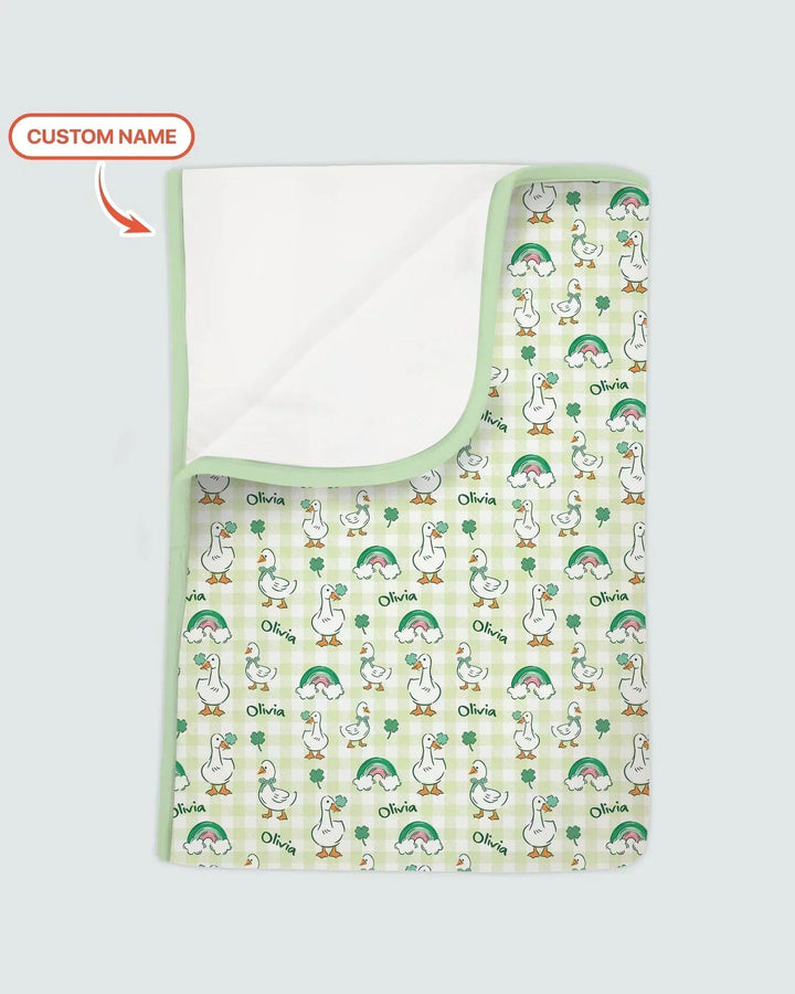 Custom Name Lucky Ducks Bamboo Blanket