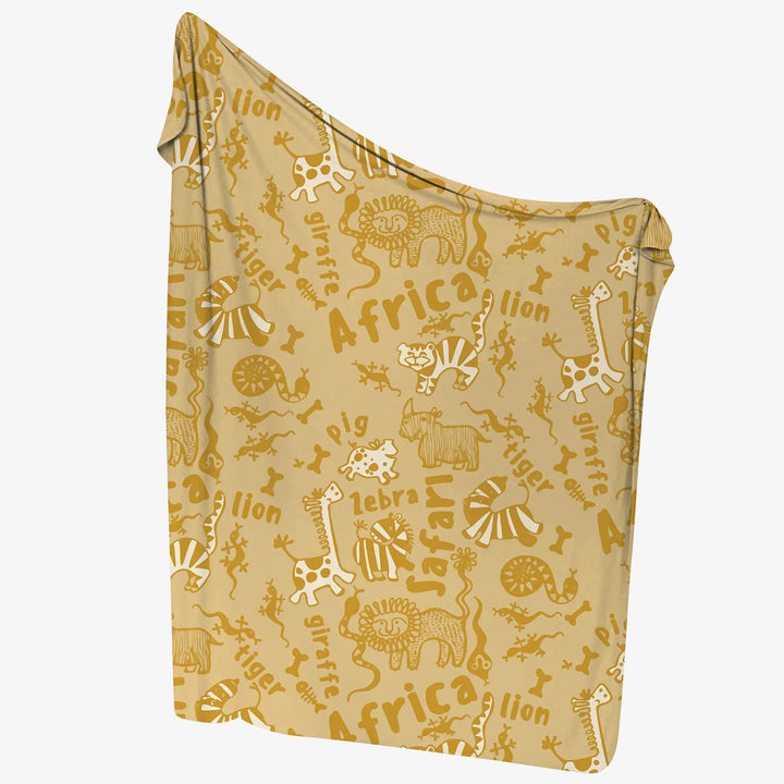 Handdrawn African Animals Bamboo Swaddle Blanket