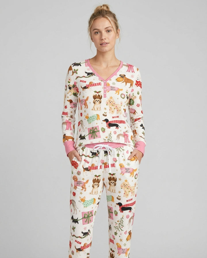 Festive Dog Merry Woofmas Bamboo Women Pajama Set