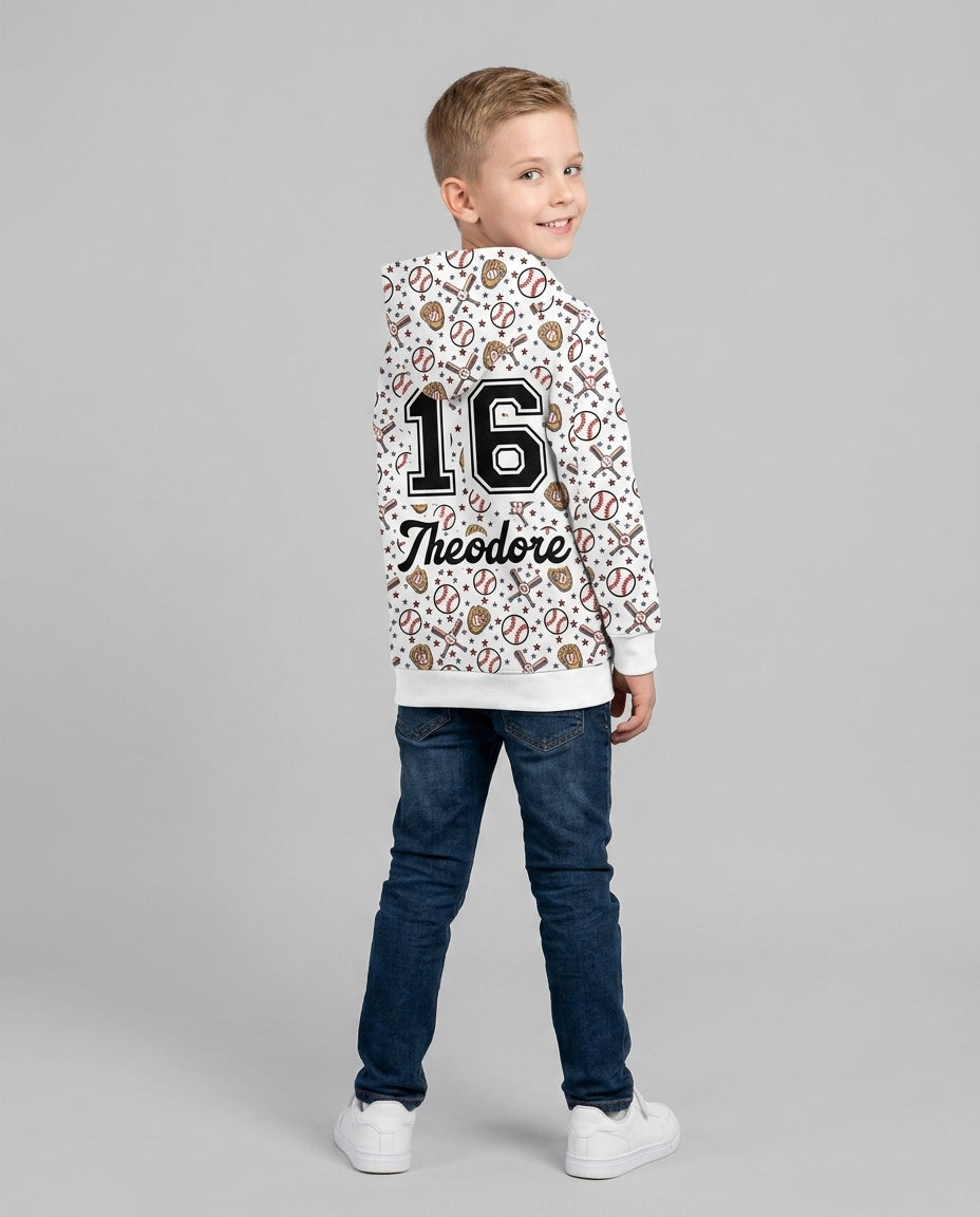 All-Star Baseball Custom Name Bamboo Zip Hoodie