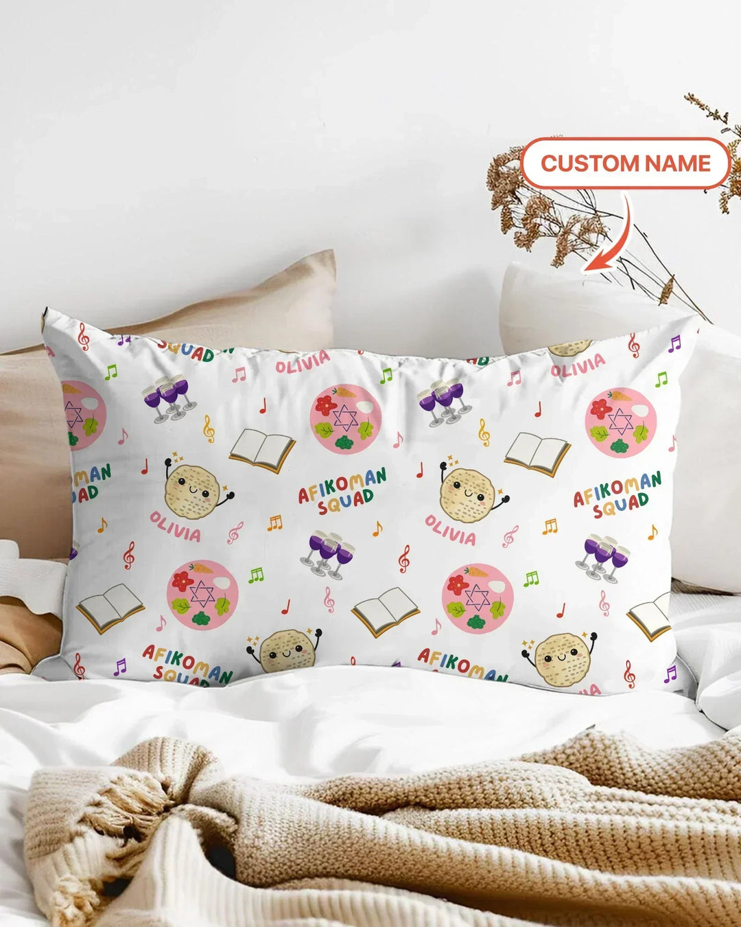 Custom Name Passover Afikoman Squad Bamboo Pillow Case
