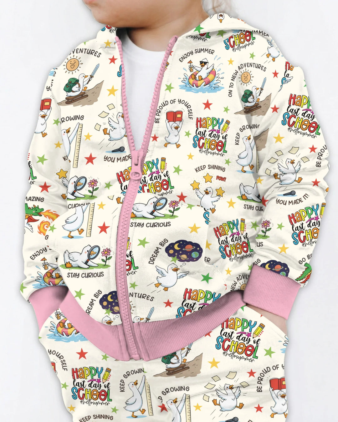 Silly Goose Happy Last Day of School Bambus-Kapuzenjacke mit Reißverschluss