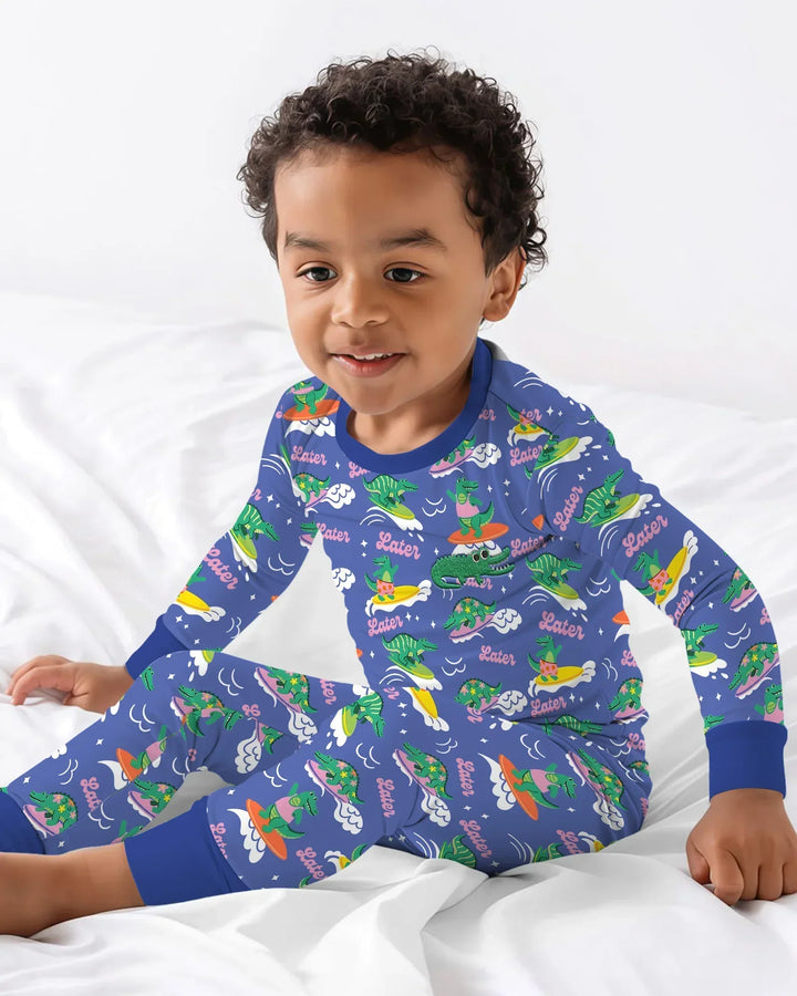 Zweiteiliges Langarm-Pyjama-Set mit Sommerfrüchten