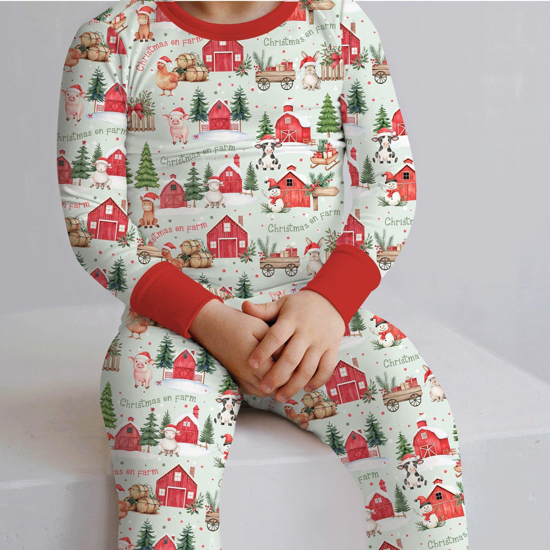 Zweiteiliges Langarm-Pyjama-Set mit Sommerfrüchten