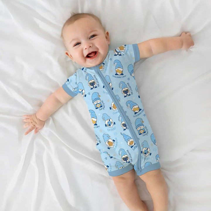 Happy Hanukkah Matching Family Shorty Zippy , Happy Hanukkah Matching Family Shorty Zippy - 0-3M / Girl