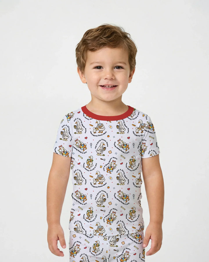 Just A String Cheese Mama Era Mommy & Me Bamboo Two Piece Short Sleeve Pajama Set