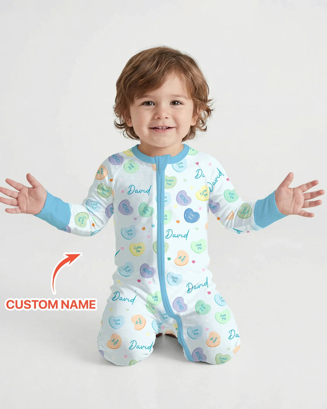 Custom Name Colorful Candy Hearts Family Matching Bamboo Convertible Zippy