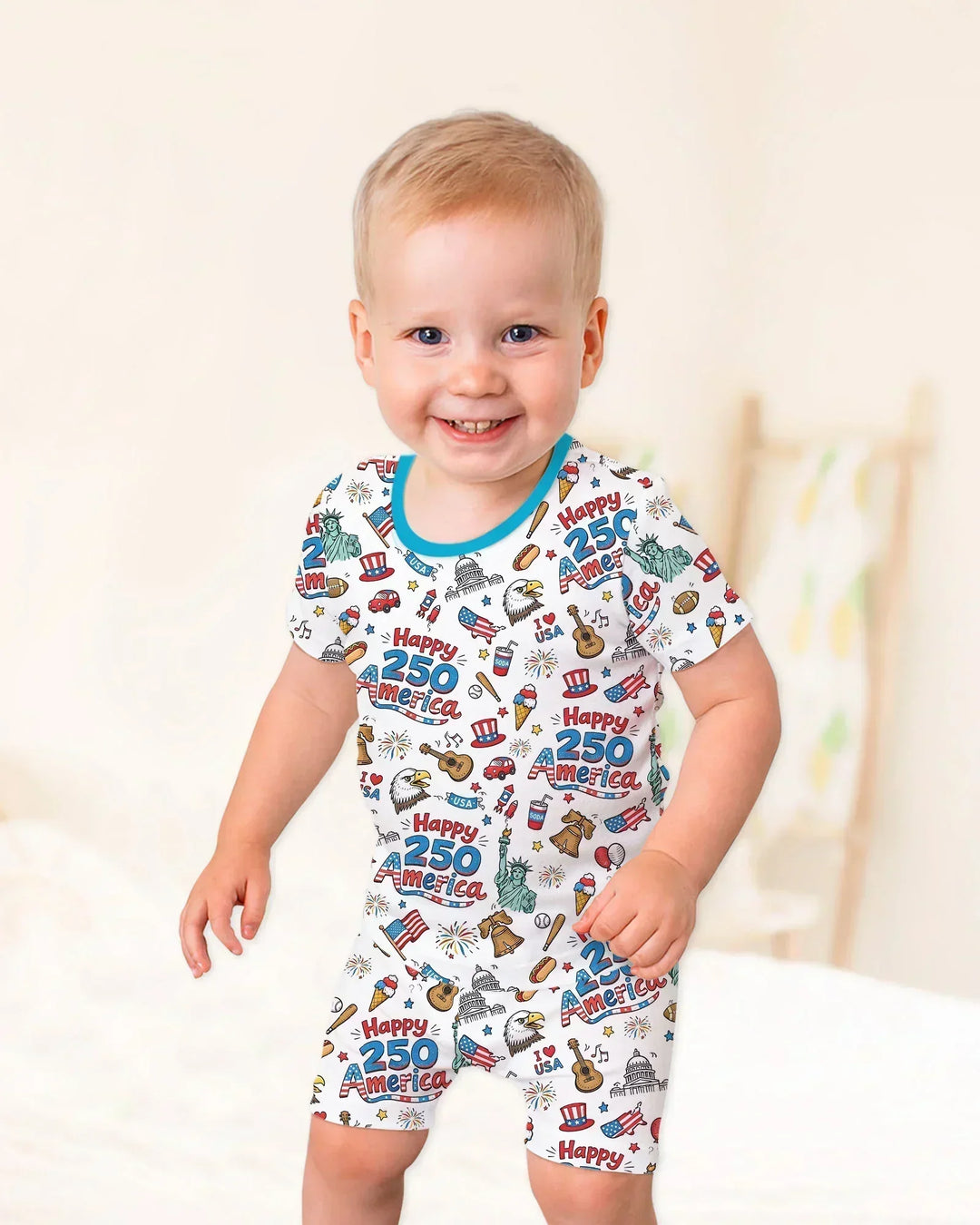 Template Zweiteiliges Pyjama-Set mit kurzen Ärmeln und Shorts