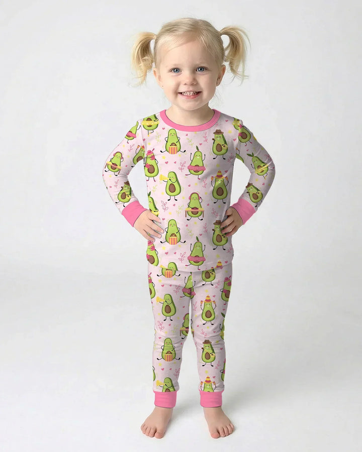 Zweiteiliges Langarm-Pyjama-Set mit Sommerfrüchten