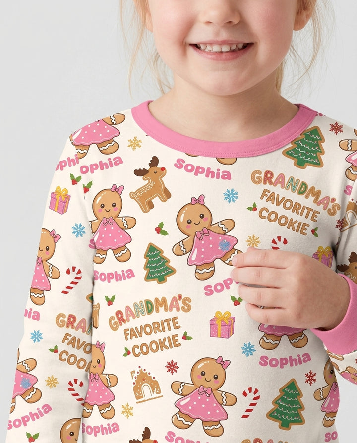 Personalized Grandma's Favorite Cookie Bamboo Two Piece Long Sleeve Pajama Set