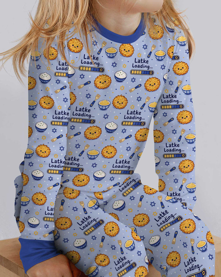 Latke For Hanukkah Bamboo Two Piece Long Sleeve Pajama Set