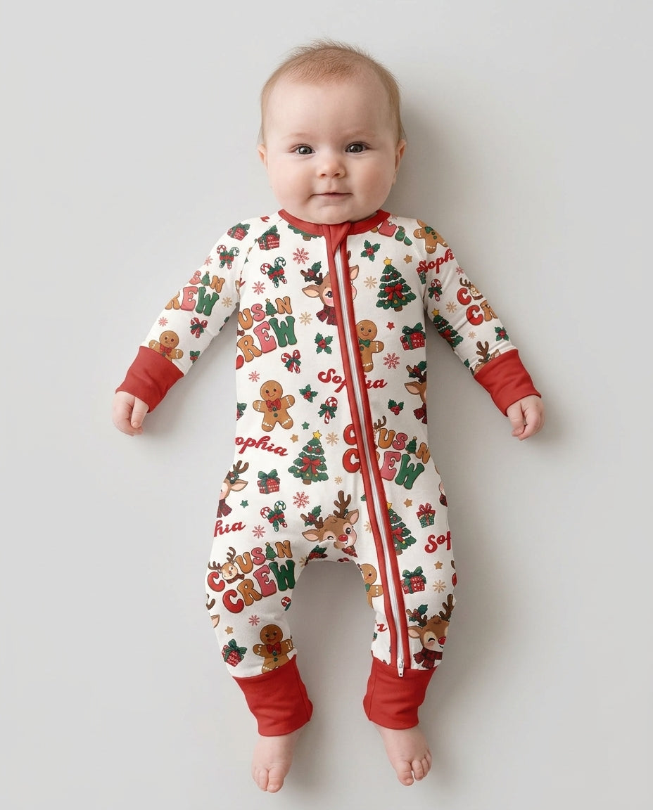 Personalized Christmas Cousin Crew Bamboo Convertible Zippy