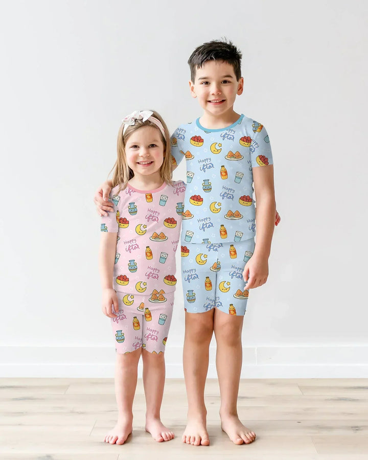 Iftar Party Bamboo Two Piece Short Sleeve Shorts Pajama Set