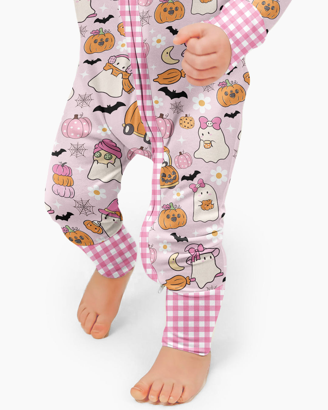 Pink Boo Patch Bamboo Convertible Zippy