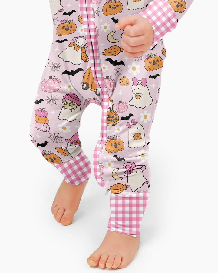 Pink Boo Patch Bamboo Convertible Zippy