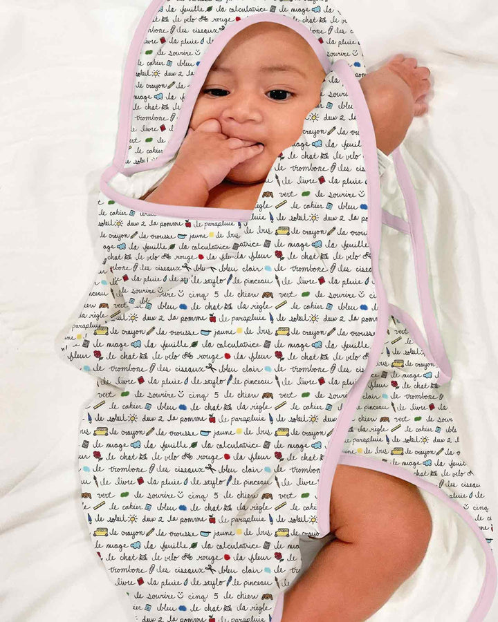 French Classroom Notes Hooded Bamboo Towel Set