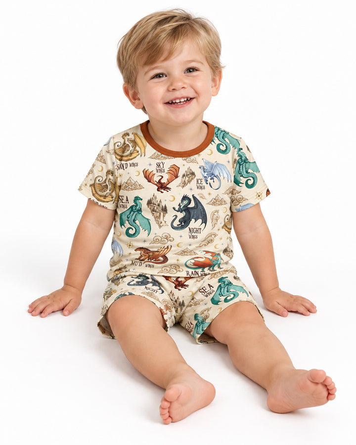 Elemental Dragons Bamboo Two Piece Short Sleeve Shorts Pajama Set