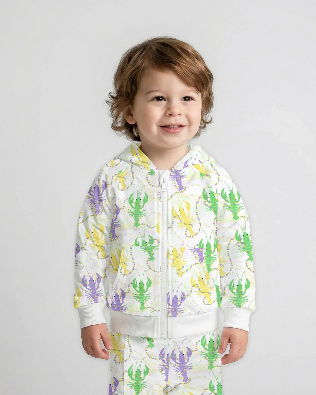 Mardi Gras Langusten Familie Partnerlook Bambus Reißverschluss-Hoodie